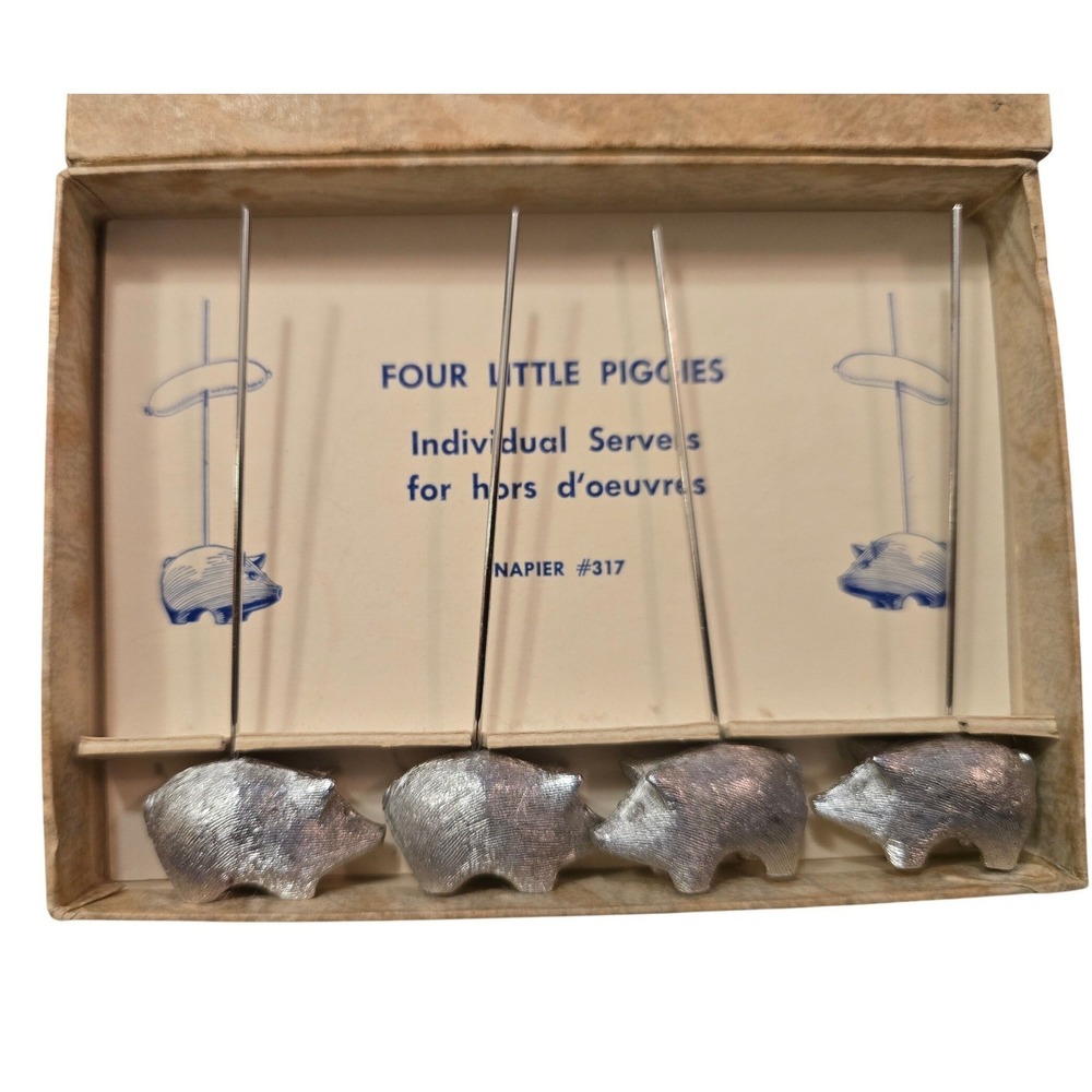Vintage Napier‎ 317 Four Little Piggies Hors d'oeuvres Servers Cocktail Picks S